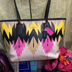 Coach Rare Hawk Feather Taxi Zip Top Tote 2015